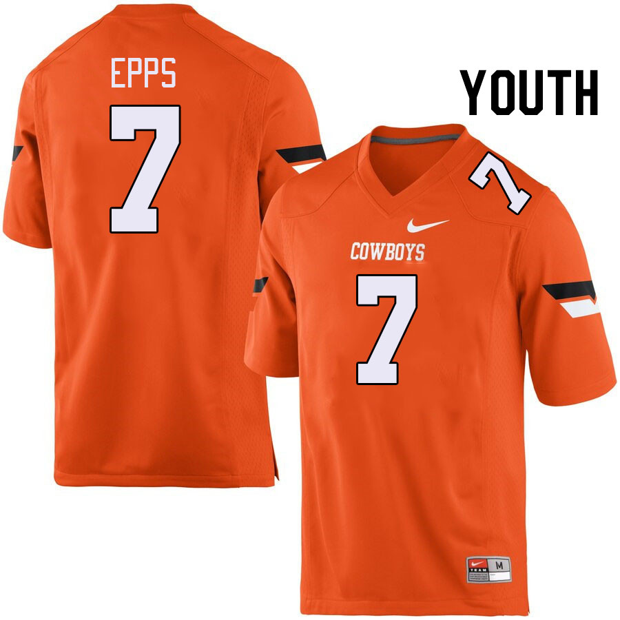 Youth #7 Cameron Epps Oklahoma State Cowboys College Football Jerseys Stitched-Orange - Click Image to Close